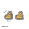 Wholesale Jewelry Stainless Steel Highend Geometric And Heart Shape Diamondencrusted Electroplated Earrings For Women
