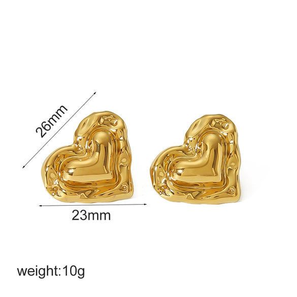 Wholesale Jewelry Stainless Steel Highend Geometric And Heart Shape Diamondencrusted Electroplated Earrings For Women