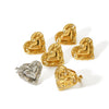 Wholesale Jewelry Stainless Steel Highend Geometric And Heart Shape Diamondencrusted Electroplated Earrings For Women