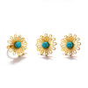 Wholesale Jewelry Stainless Steel Hollow Flower Electroplating Women's Plant Flowers Style Earrings Ring