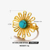 Wholesale Jewelry Stainless Steel Hollow Flower Electroplating Women's Plant Flowers Style Earrings Ring