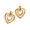 Wholesale Jewelry Stainless Steel Hollow Love Wave Pattern Electroplated Earrings For Women