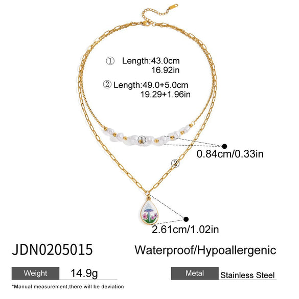 Wholesale Jewelry Stainless Steel Imitation Pearl Geometric Electroplating Necklace For Women