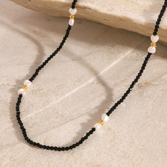 Wholesale Jewelry Stainless Steel Imitation Pearl Geometric Electroplating Necklace For Women