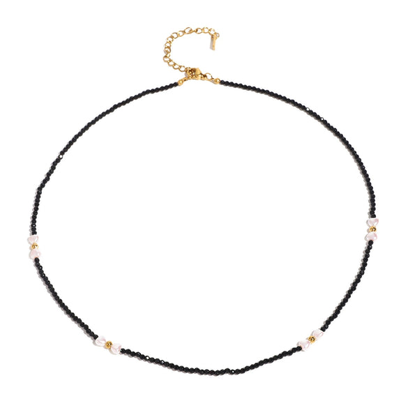 Wholesale Jewelry Stainless Steel Imitation Pearl Geometric Electroplating Necklace For Women