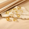 Wholesale Jewelry Stainless Steel Imitation Pearl Geometric Love Cross Open Ring With Electroplating And Retro Style