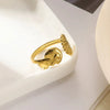 Wholesale Jewelry Stainless Steel Imitation Pearl Geometric Love Cross Open Ring With Electroplating And Retro Style