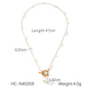 Wholesale Jewelry Stainless Steel Imitation Pearl Geometric Pendant Necklace With Electroplating For Women