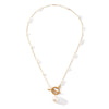 Wholesale Jewelry Stainless Steel Imitation Pearl Geometric Pendant Necklace With Electroplating For Women