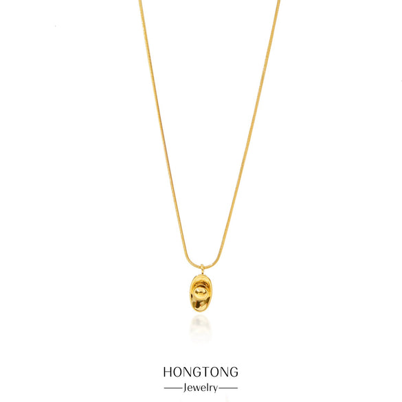 Wholesale Jewelry Stainless Steel Ingot Pendant With Round Snake Clavicle Chain Electroplated