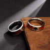 Wholesale Jewelry Stainless Steel Inlaid Acacia Wood Grain Geometric Half Tree Tree Of Life Cross Ring Dripping Oil Style