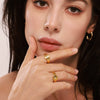 Wholesale Jewelry Stainless Steel Inlaid Zircon Geometric Opening Ring 18K Gold Plated For Women