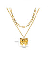 Wholesale Jewelry Stainless Steel 18K Electroplated Bow Cross Chain Double Layer Overlapping Necklace