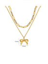 Wholesale Jewelry Stainless Steel 18K Electroplated Bow Cross Chain Double Layer Overlapping Necklace