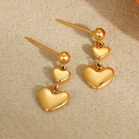 Wholesale Jewelry Stainless Steel 18K Electroplating Heart Shape Geometric Women's Earrings