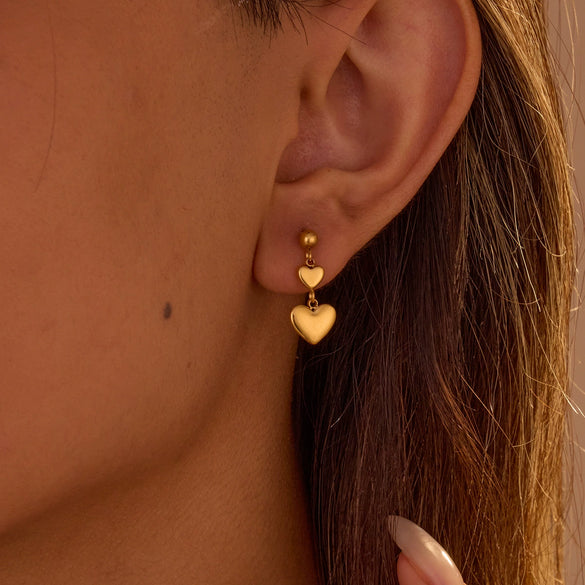 Wholesale Jewelry Stainless Steel 18K Electroplating Heart Shape Geometric Women's Earrings