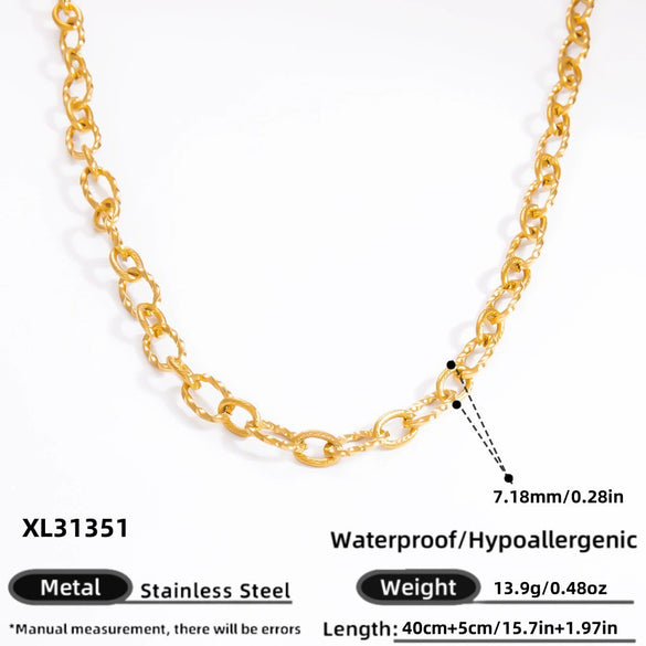 Wholesale Jewelry Stainless Steel 18K Gold Geometric Electroplated Necklace Unisex