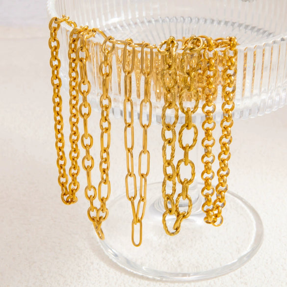 Wholesale Jewelry Stainless Steel 18K Gold Geometric Electroplated Necklace Unisex
