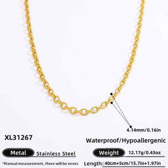 Wholesale Jewelry Stainless Steel 18K Gold Geometric Electroplated Necklace Unisex