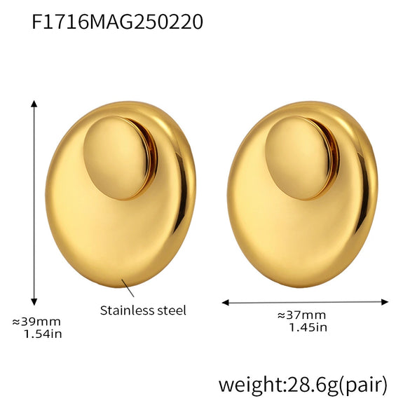 Wholesale Jewelry 316L Stainless Steel 18K Gold Plated Exaggerated Big Round Earrings With Stars Sun And Moon Clouds Universe Pattern