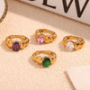 Wholesale Jewelry Stainless Steel 18K Gold Plated Geometric Bead Ring For Women
