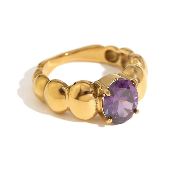 Wholesale Jewelry Stainless Steel 18K Gold Plated Geometric Bead Ring For Women