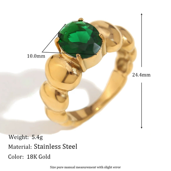 Wholesale Jewelry Stainless Steel 18K Gold Plated Geometric Bead Ring For Women