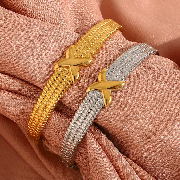 Wholesale Jewelry Stainless Steel 18K Gold Plated Geometric Bracelet For Women