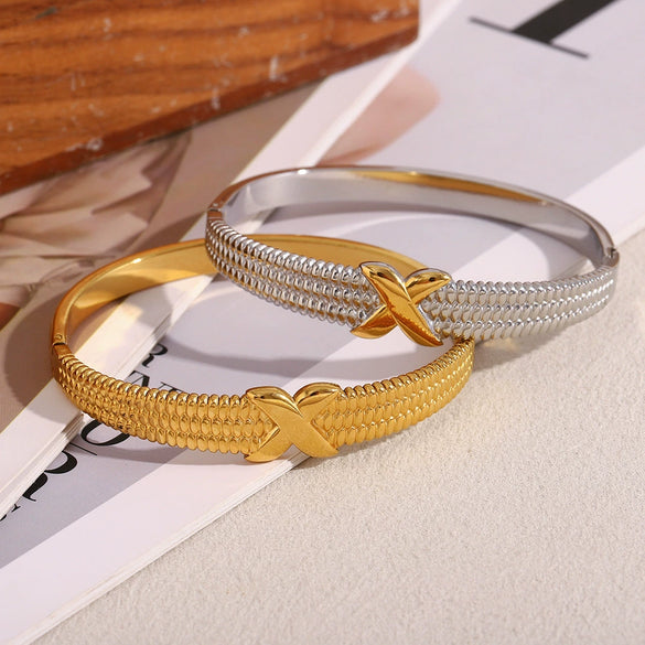 Wholesale Jewelry Stainless Steel 18K Gold Plated Geometric Bracelet For Women