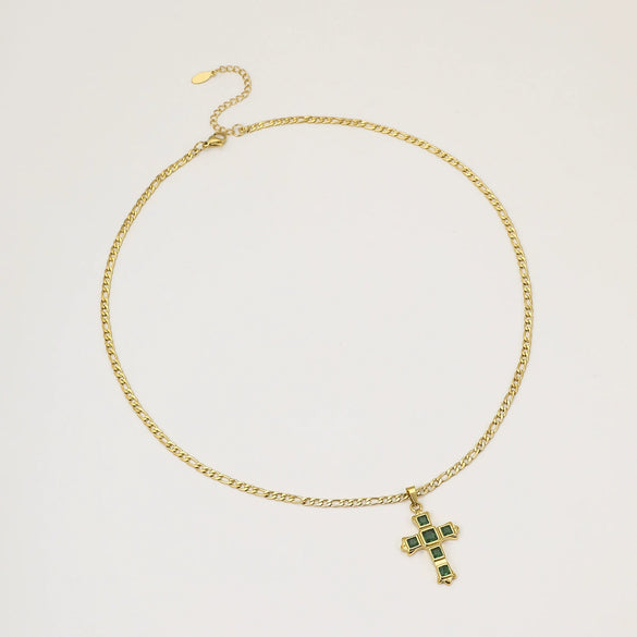 Wholesale Jewelry Stainless Steel 18K Gold Plated Geometric Cross Pendant Necklace For Women