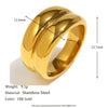 Wholesale Jewelry Stainless Steel 18K Gold Plated Geometric Doublelayer Irregular Drum Ring For Women