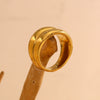 Wholesale Jewelry Stainless Steel 18K Gold Plated Geometric Doublelayer Irregular Drum Ring For Women
