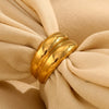 Wholesale Jewelry Stainless Steel 18K Gold Plated Geometric Doublelayer Irregular Drum Ring For Women