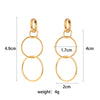 Wholesale Jewelry Stainless Steel 18K Gold Plated Geometric Long Circle Buckle Earrings For Women