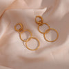 Wholesale Jewelry Stainless Steel 18K Gold Plated Geometric Long Circle Buckle Earrings For Women