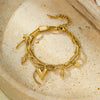 Wholesale Jewelry Stainless Steel 18K Gold Plated Geometric Love Star Pendant Double Bracelet