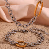 Wholesale Jewelry Stainless Steel 18K Gold Plated Geometric O Shaped Chain Splicing Necklace Set And Bracelet For Women