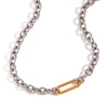 Wholesale Jewelry Stainless Steel 18K Gold Plated Geometric O Shaped Chain Splicing Necklace Set And Bracelet For Women