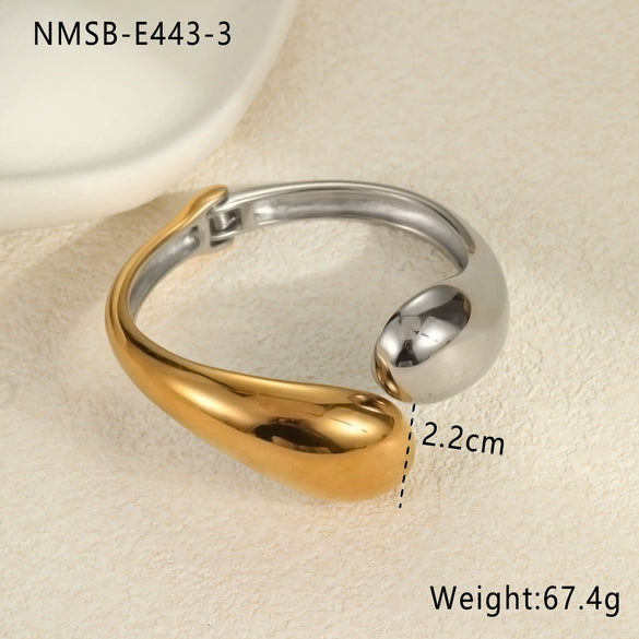 Wholesale Jewelry Stainless Steel 18K Gold Plated Geometric Open Bracelet