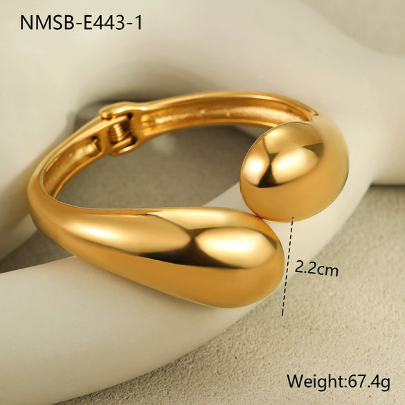 Wholesale Jewelry Stainless Steel 18K Gold Plated Geometric Open Bracelet