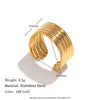 Wholesale Jewelry Stainless Steel 18K Gold Plated Geometric Retro Open Multilayer Striped Ring For Women