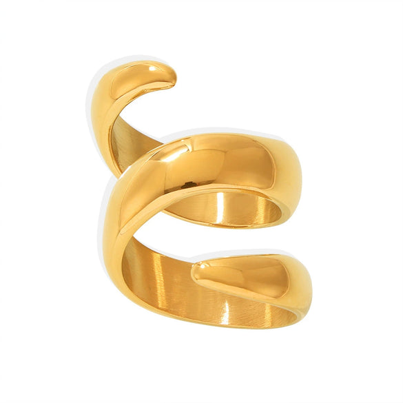 Wholesale Jewelry Stainless Steel 18K Gold Plated Geometric Sshaped Thread Winding Ring