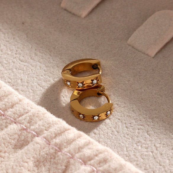 Wholesale Jewelry Stainless Steel 18K Gold Plated Geometric Star Earrings For Women
