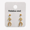 Wholesale Jewelry Stainless Steel 18K Gold Plated Geometric Style Flower Round Star Umbrella Ushaped Earrings And Ring 3Piece Set