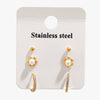 Wholesale Jewelry Stainless Steel 18K Gold Plated Geometric Style Flower Round Star Umbrella Ushaped Earrings And Ring 3Piece Set