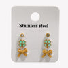 Wholesale Jewelry Stainless Steel 18K Gold Plated Geometric Style Flower Round Star Umbrella Ushaped Earrings And Ring 3Piece Set