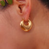 Wholesale Jewelry Stainless Steel 18K Gold Plated Hollow Heartshaped Geometric Earrings For Women
