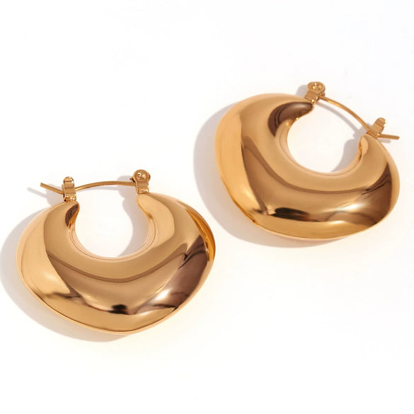 Wholesale Jewelry Stainless Steel 18K Gold Plated Hollow Heartshaped Geometric Earrings For Women