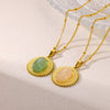 Wholesale Jewelry Stainless Steel 18K Gold Plated Imitation Jade Cross Chain Necklace Unisex