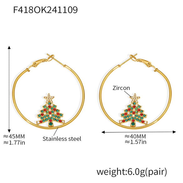 Wholesale Jewelry 316L Stainless Steel 18K Gold Plated Plant Flowers Enamel Glazed Zircon Necklace Earrings Set For Women